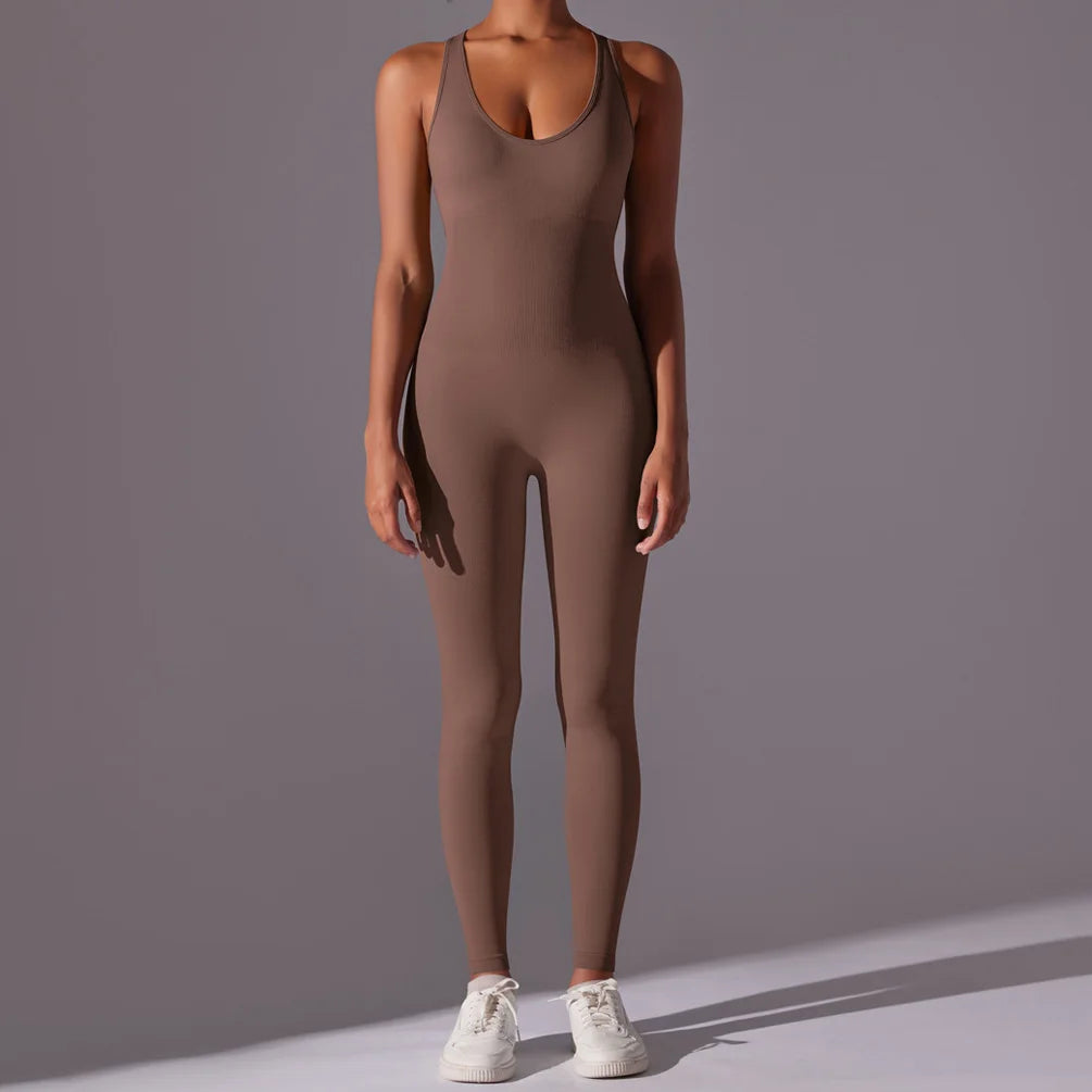Seamless One-Piece Yoga Jumpsuit Women Fitness Sports Overalls Dance Workout Set Stretch Bodysuit Gym Clothes Push Up Sportswear
