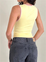 Women's Tank Tops Sleeveless Tie-up Cut Out Crew Neck Vest Summer Cropped Top Camis