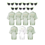 7 Pcs Bride Bridesmaid Robe Sets for Wedding Bridal Party Satin Robes Maid of Honor Robe with Heart Shaped Sunglasses