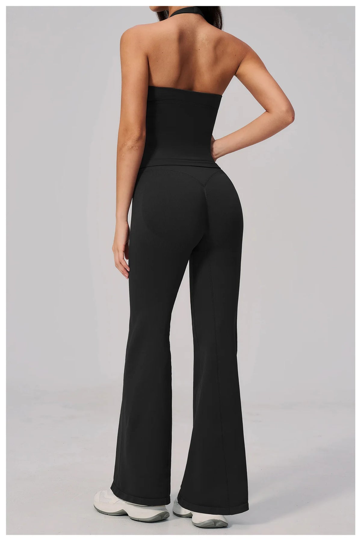 V-neck Yoga Sets Women Seamless Slimming Sports Tank Top High Waist Wide Leg Pants Fitness Suit Outwear Gym Running Tracksuit