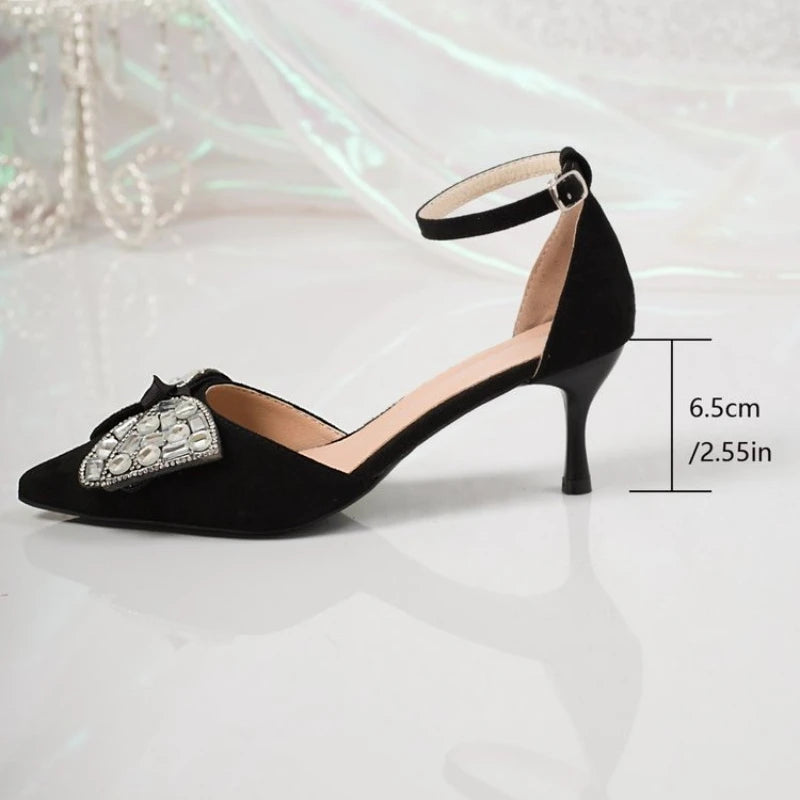 Pointed Toe Stiletto Single Shoes Hollow One Word Buckle Strap Sandals Women Spring 2026 New