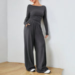 New Women's Home Clothes Sleepwear Loose Wide Leg Pants Two Piece Set Soft and Comfortable Sports and Leisure Fashion Set Hot