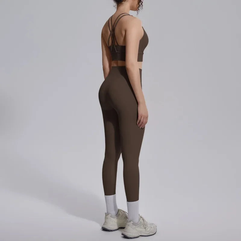 Women's Yoga Set Sports Fitness Running Beautiful Back Slim Fit Bra Hip-lifting High Waist Pants Workout Training Gym Suits