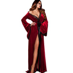 Ultra Long Morning Dress Gown Autumn Winter Velour Sleepwear Women Warm Bathrobe Kimono Sexy Lace Trim Nightgown Bride Homewear