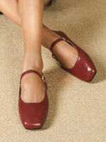 2025 Elegant Woman Square Toe Lolita Lady Barefoot Boat Gold Flats Elegant Soft Sole Ballerina Party Mary Jane Shoes