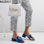 NASBAVI Out Outdoor Slippers Latest Luxury Shoes Women Designers Ladies Shoes and Sandals Wedding Shoes for Women Big Size 45 46