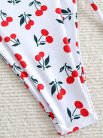 XS - L Cherry Print Halter Strappy Bikini Female Swimsuit Women Swimwear Two-pieces Bikini Set Tie Side Bather Bathing Suit Swim