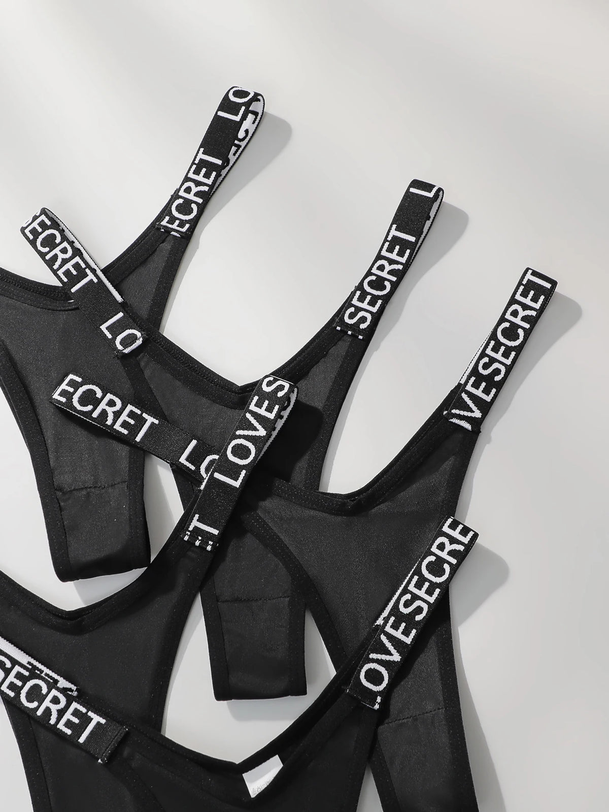 5 PCS Women's sexy thong with low waist smooth letter belt underwear casual comfortable and fun underwear C977
