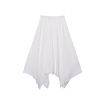 Spliced Lace Elastic High-waisted Slimming Skirt White Lace Trim Skirt Elastic Waist Casual Summer Style Skirt For Women 6S7Q