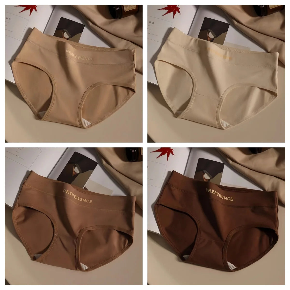 4Pcs/Set Cotton Panties Women Mid Waist Briefs Breathable Intimates Breathable Comfort Underwear M-2XL Soft Panties
