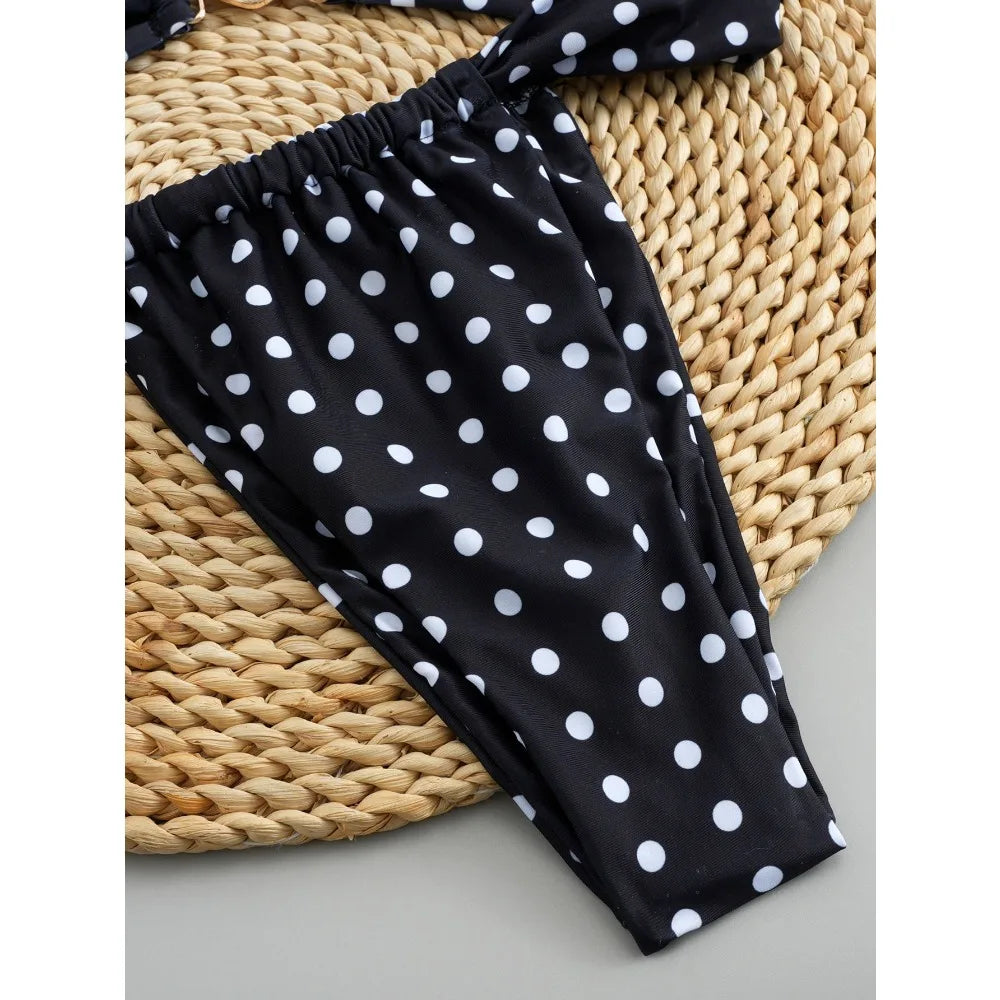 Sexy Polka Dot Bikini 2025 Women Swimsuit Two Pieces Swimwear Female Thong Bikinis Set Summer Bathing Suits Brazilian Biquini