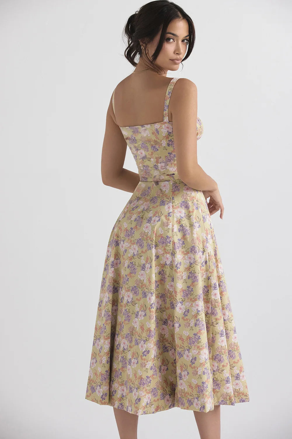 Sexy Low Cut Spaghetti Strap Maxi Dresses For Women Color Flower Printed Chest Wrap Bowknot Leace-up Long Dress Elegant Vestidos