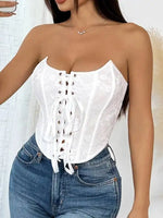 Pure Desire Casaul Style Sexy Strapless Off-the-shoulder Vest Girl Fishbone Corset New Wrap Chest Corset Hollow Out Elegant GTGD