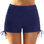 Beach Bathing Suit Women High Waist Bikini Bottoms Swim Briefs Drawstring Beach Shorts Solid Leopard Bikini Ruched Swim Bottoms