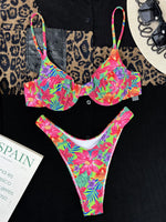 DEKA New Womens Micro Printed Push Up Bikini Set Thong Swimsuit Female Floral Swimwear Bathing Biquini Swimming Suits