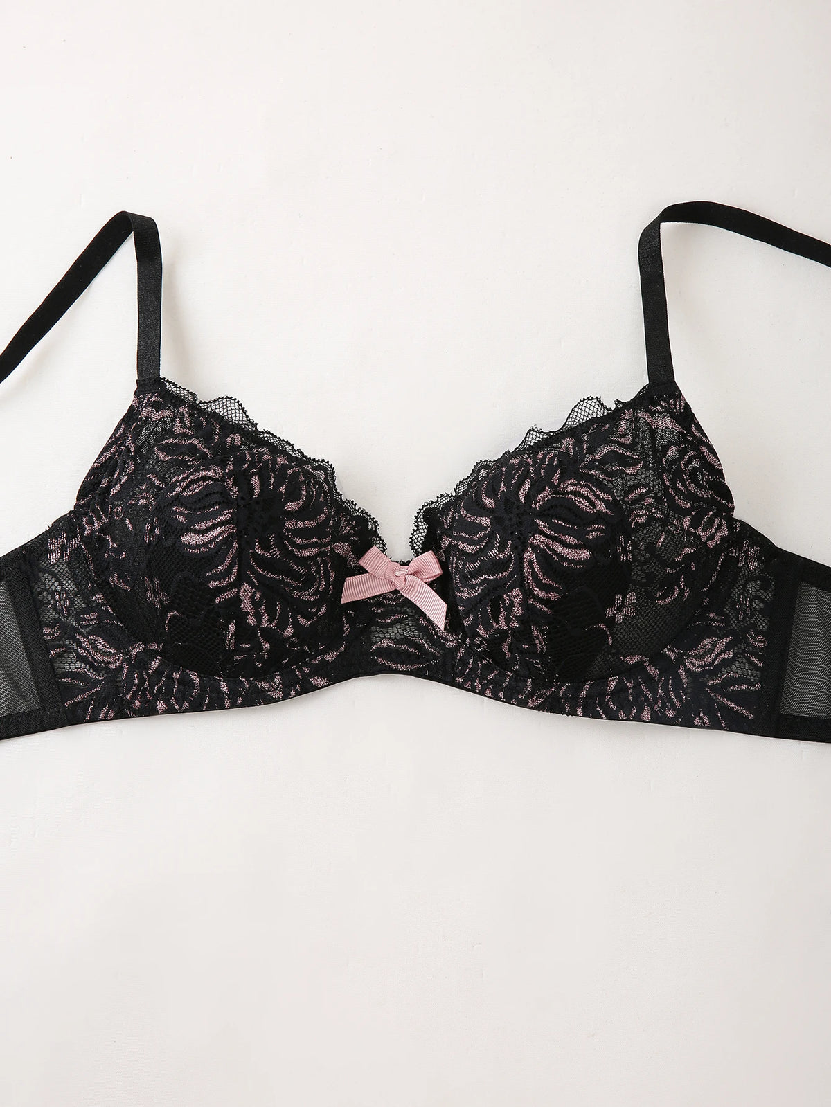 Stylish Lace Women Bra Sheer Mesh Push up Bra Daily Underwired Sexy Lingerie Breathable & Comfortable Bra