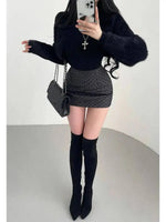 Pure Desire Sweet Girl Sexy High Waist Skinny Plush Point Skirt With Hip Short Sweet Mini Skirt Hot Sexy Korean Women 6P84