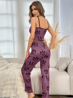 Summer 2 Pieces Pajama Set for Women Sleepwear Breathable Soft Casual Cami Top and Long Pants Sets Homewear Loungewear