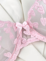 French Lace Heart Bra Set Girls Sexy Women Bralette Adjustable Transparent Embroidery Underwear Thong Bras Lingerie Panties Sets