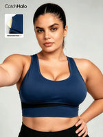 Cropped Plus Size Sports Bra Seamless Ribbed Racerback Bra for Pilates Daily Wear Gym Workout