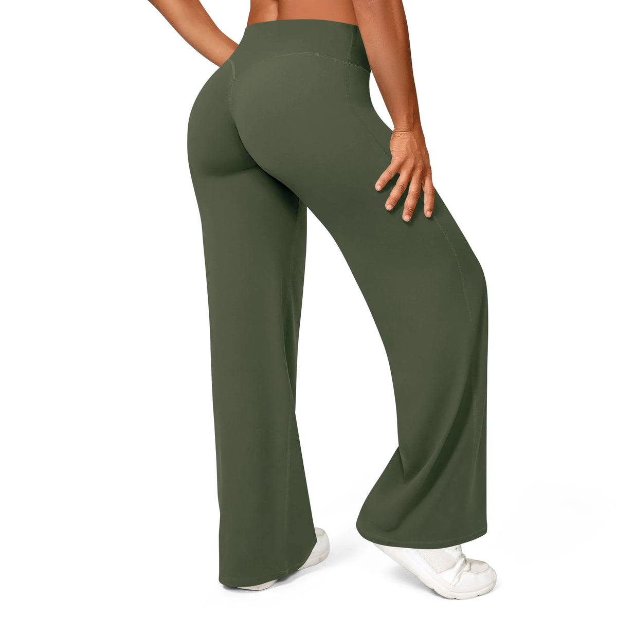 STOUREG Straight Leg Bottoms Women's Mid-Waist Yoga Pants GYM Leggings Naked Feel Pilates Running Sports Trousers