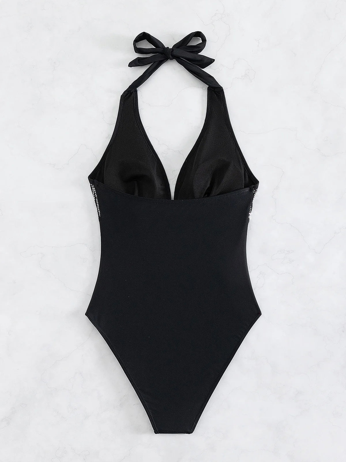 Sexy Shiny Sequins Deep V Backless Monokini Halter Women Swimwear One Piece Swimsuit Female Bather Bathing Suit Swim Lady K4996
