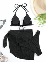 2026 New 3 Pieces Set Swimsuit Women Thong Swimwear Sexy Micro Bikini Set With Sarong Skirt White Beachwear Bathing Suit Pink