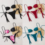 New Sexy Women's Bikini Set - Adjustable Tie Side Bandage Triangle Top & Low Rise Bottom with Starfish Metal Drawstring Summer