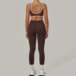 2PCS Women's Padding Sports Bra Pants Yoga Set High Waist Peach Hip Fitness Suit Running Workout Gym Leggings Yoga Set XP397