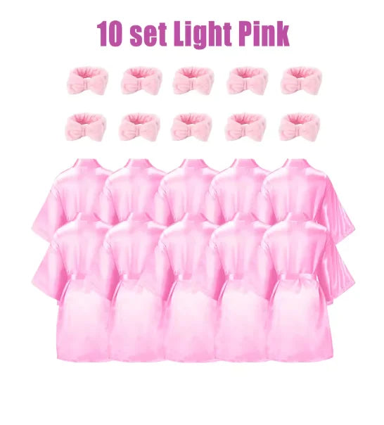 6-18Set Spa Party Robes for Girls Spa Gowns for Girls Spa Supplies Kimono Satin Robe Sleepover Pajamas Party Birthday Slumber