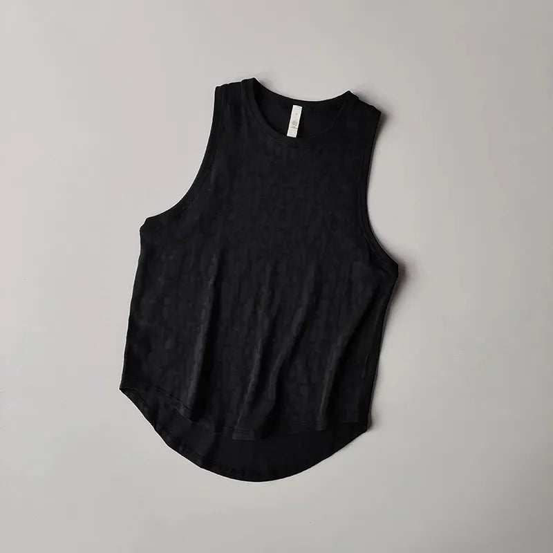 Women's Summer Lightweight Printed Loose Sleeveless Yoga Vest I-Shaped Sports Top