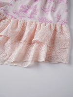 Women's Summer Bloomer Shorts Knee Length Floral Print Drawstring Elastic Waist Lace Trim Patchwork Casual Coquette Shorts