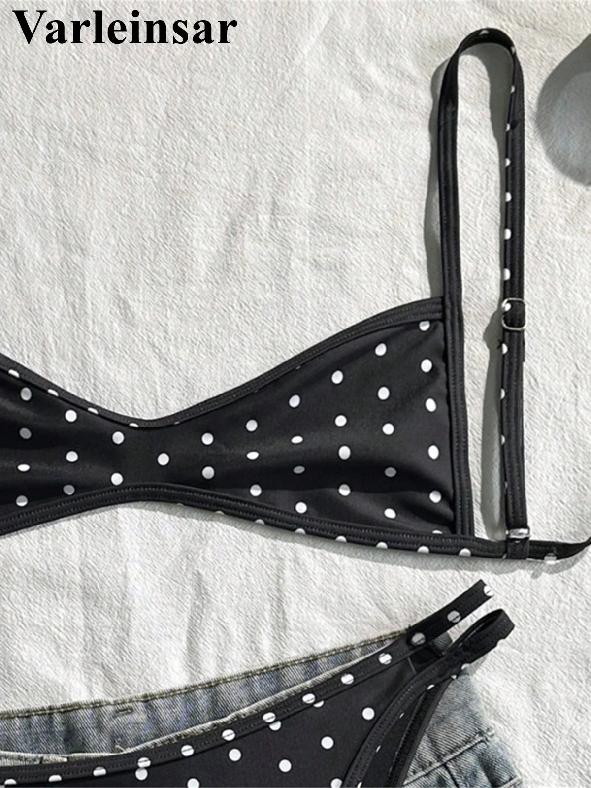 S - XL Polka Dot V Neck Bikini Women Swimwear Female Swimsuit Two-pieces Bikini set High Leg Cut Bather Bathing Suit Swim V8147