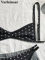 S - XL Polka Dot V Neck Bikini Women Swimwear Female Swimsuit Two-pieces Bikini set High Leg Cut Bather Bathing Suit Swim V8147