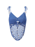Women Sleeveless Tie Shoulder Strap Asymmetric Hem Camisole Solid Color Crochet Cami Tops Summer Crop Tops