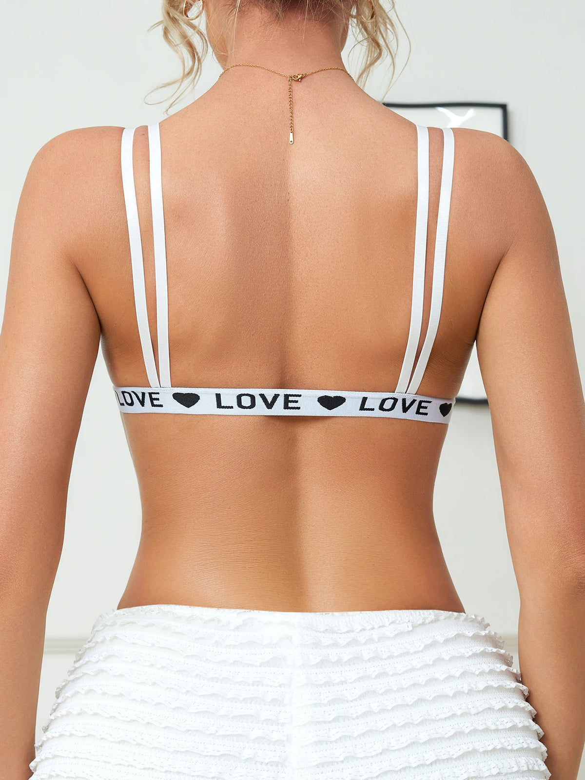 Everyday LOVE alphabet print Wireless Women's bra Fashionable Double shoulder straps Comfortable & unlined push up bra