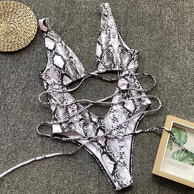 Deep V Neck Wrap Around High Cut Women Swimwear One Piece Swimsuit Female Monikini Tummy Cut Out Bathing Suit Swim Beach Wear