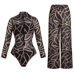 Long Sleeve Sheer Sun Protection One-Piece Set Swimsuit 2026 Women Sexy Rash Guard Swimwear Bodysuit Beachwear With Cover up