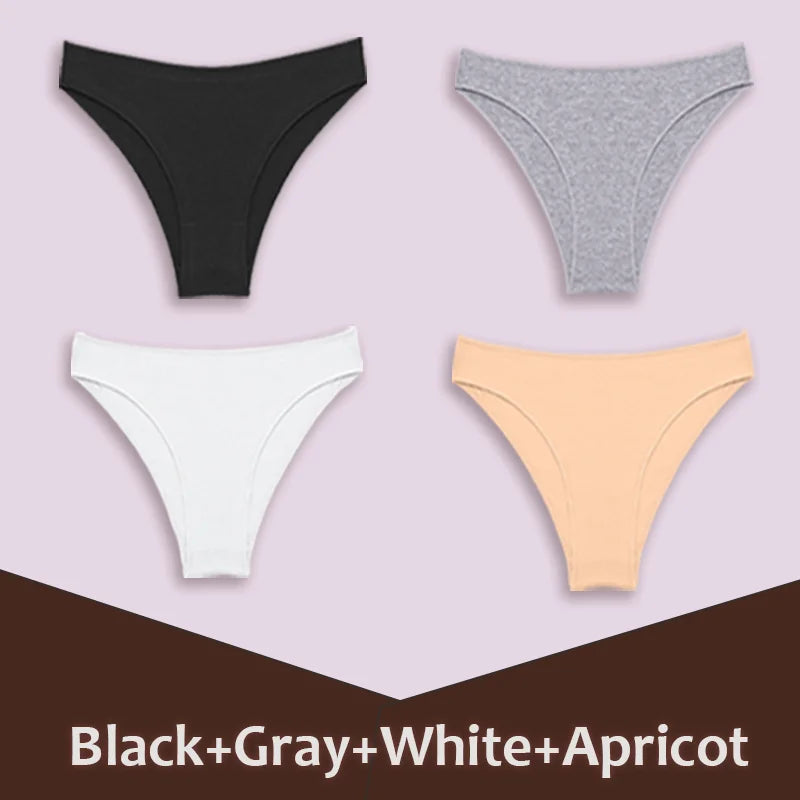 4Pcs Women's Cotton Briefs Seamless Women Sexy Panties Intimates Solid Color Breathable Underwear Female Low Waist Soft Lingerie