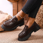 British Style Platform Loafers Women 2026 Autumn Slip On Thick Bottom Pu Leather Pumps Woman Plus Size 43 Office Student Shoes