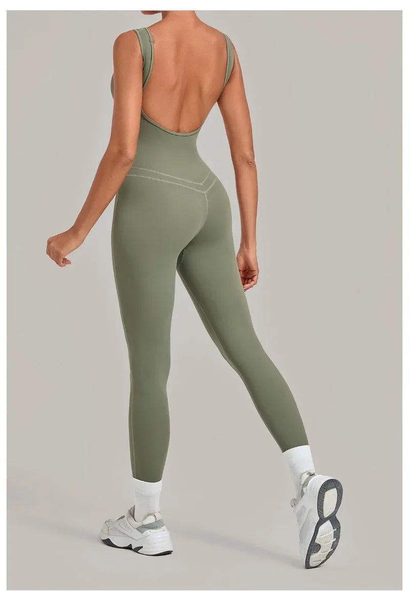 Women's Seamless Yoga Jumpsuits Fitness Sports Hip-lifting Beauty Back Sleeveless One-Piece Training Workout Running Bodysuits