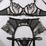 Toucheart Erotic Lingerie Fashion New Floral Embroidered See-through Mesh Body-shaping Women Sexy Underwear Three-piece Hot Set