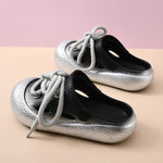 Plus Size Summer Platform Sandals For Women Men Home Street Garden Shoes Lace-up Style Silver Gold Clogs Couples Beach Slippers