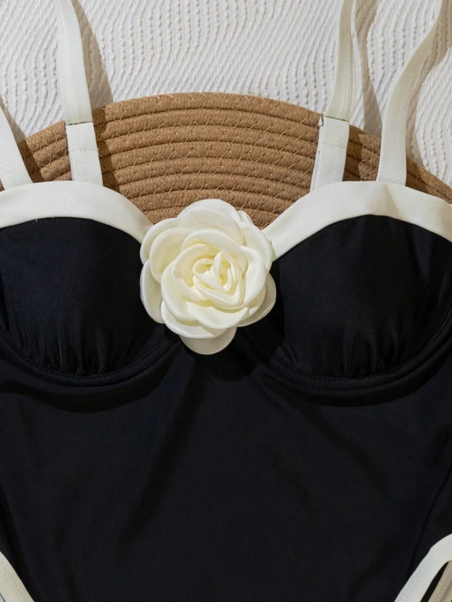 S - XXL 3D Flower Splicing High Leg Cut Women Swimwear One Piece Swimsuit Female Monokini Bather Bathing Suit Swim Beachwear