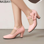 Spring Hot Sale Patent Leather Chunky Heel High Shoes Women's Platform Wedding Party Single Dress Shoes Large Size 33-45 Pumps