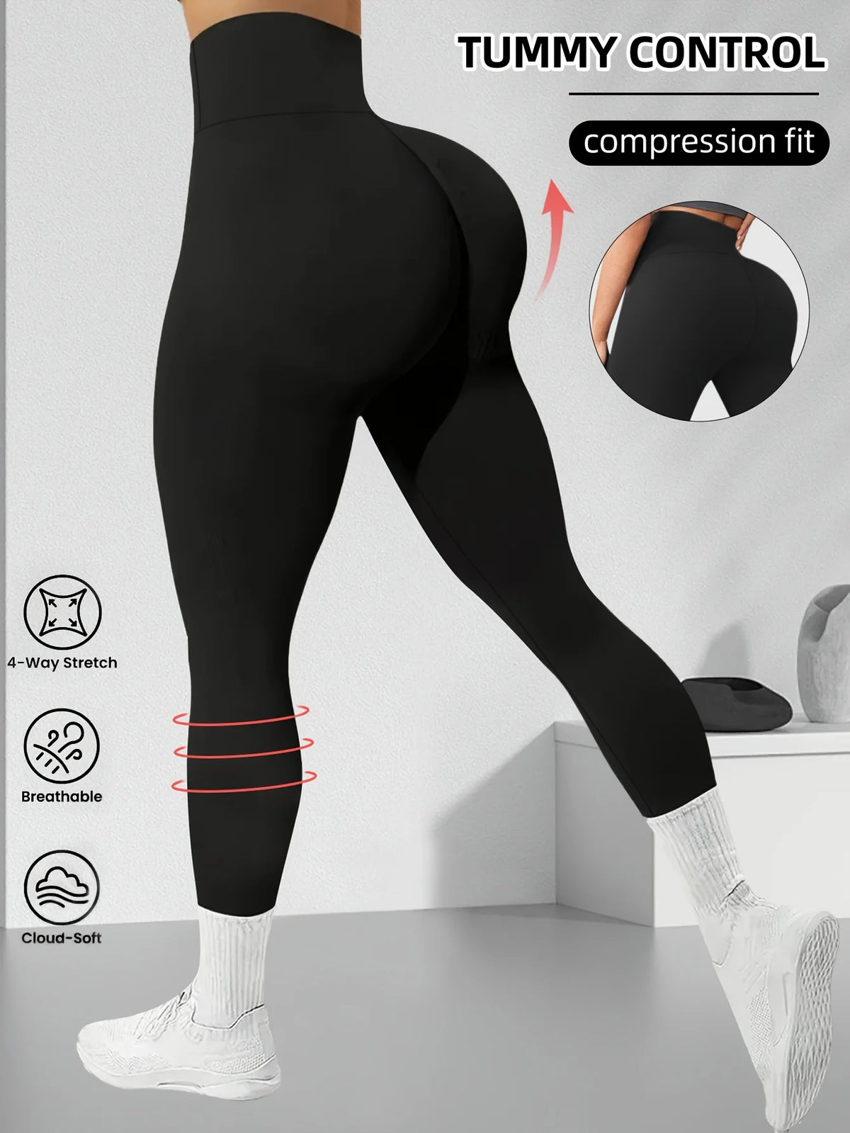Womens High Waisted Leggings Butt Lifting Sweatpants Hip Shaping Create Charming Hip Contour Solid Color Stretchy Skinny Trouser