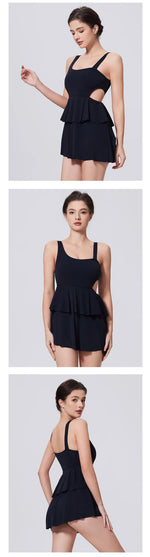 Naked Women's Tennis Dresses Sleeveless Short Cake Skirt Hollow Out Backless Gym Running Trainning Slim One Piece Sports Suit