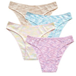 4Pcs/Set Women's Panties Low Rise Briefs Stretch Underwear Female Underpants Colorful Striped Panties Comfort Lingerie S-XL