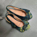 Brand New Women's Y2K Star Rivet Platform Sandals 2000's Peep Toe Slingback Chunky Heel Distressed Denim High Heeled Shoes
