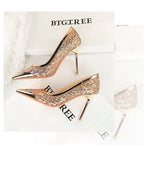 BIGTREE 2026 Fashion Metal Decoration Mesh Hollow Pointed Toe Woman Pumps Thin Heels Party Ladies Shoes Zapatillas De Mujer